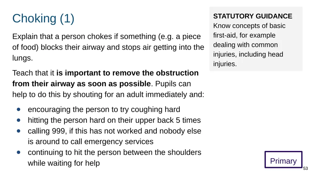 Teaching basic first aid ADAPT THIS FOR YOUR OWN - slide 53 of 104