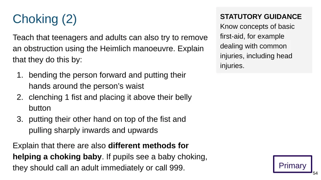 Teaching basic first aid ADAPT THIS FOR YOUR OWN - slide 54 of 104