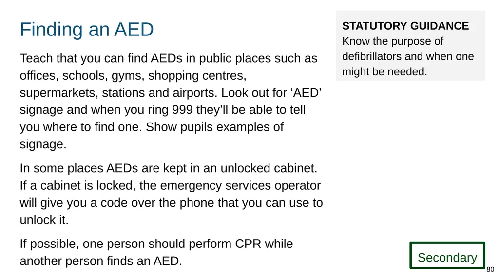 Teaching basic first aid ADAPT THIS FOR YOUR OWN - slide 80 of 104