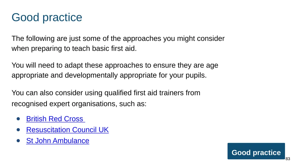 Teaching basic first aid ADAPT THIS FOR YOUR OWN - slide 83 of 104