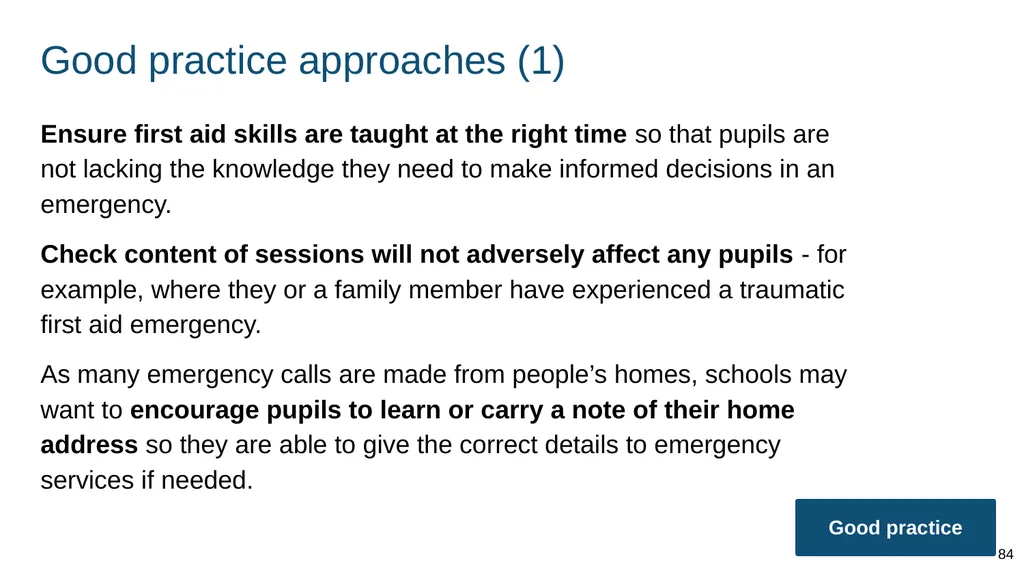Teaching basic first aid ADAPT THIS FOR YOUR OWN - slide 84 of 104