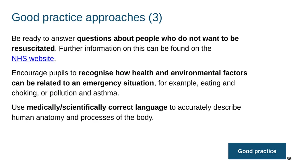 Teaching basic first aid ADAPT THIS FOR YOUR OWN - slide 86 of 104