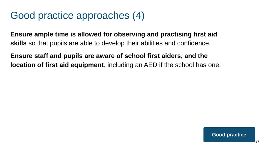 Teaching basic first aid ADAPT THIS FOR YOUR OWN - slide 87 of 104