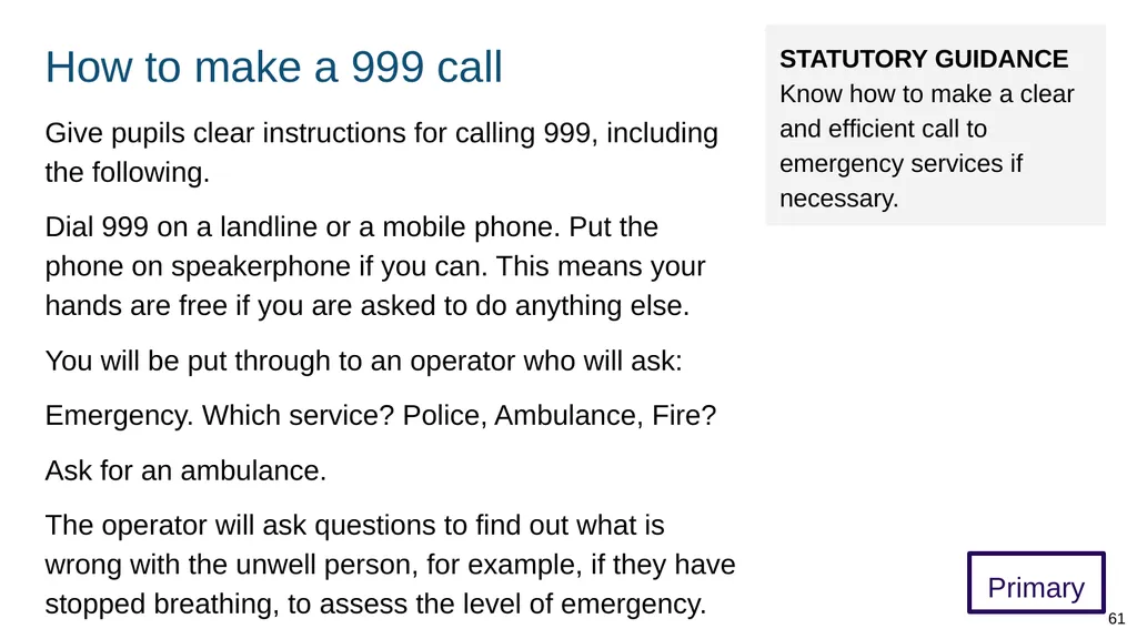 Teaching basic first aid ADAPT THIS FOR YOUR OWN - slide 61 of 104