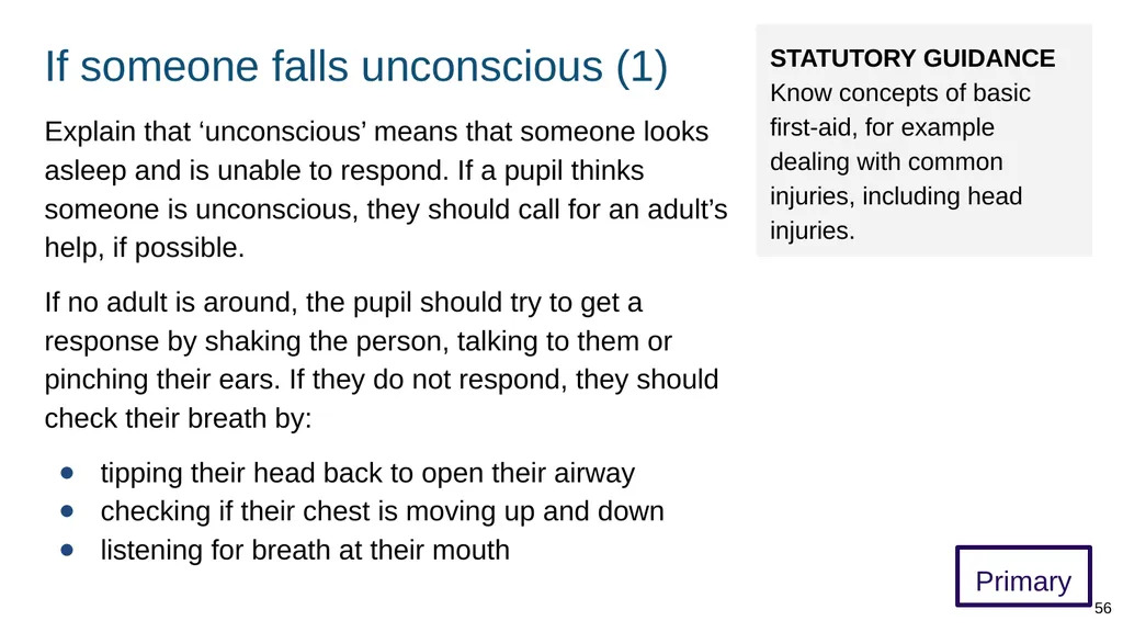 Teaching basic first aid ADAPT THIS FOR YOUR OWN - slide 56 of 104