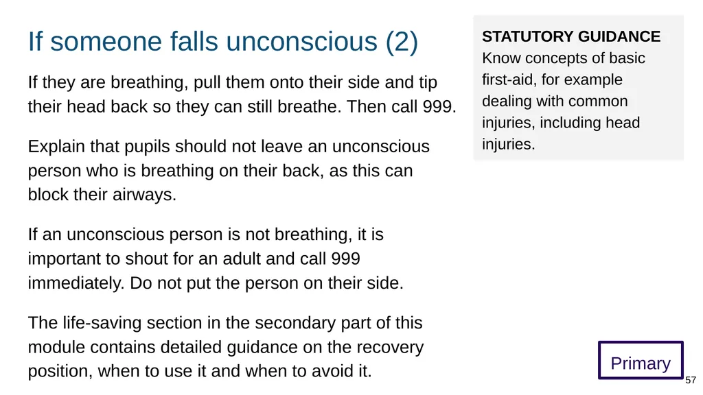 Teaching basic first aid ADAPT THIS FOR YOUR OWN - slide 57 of 104