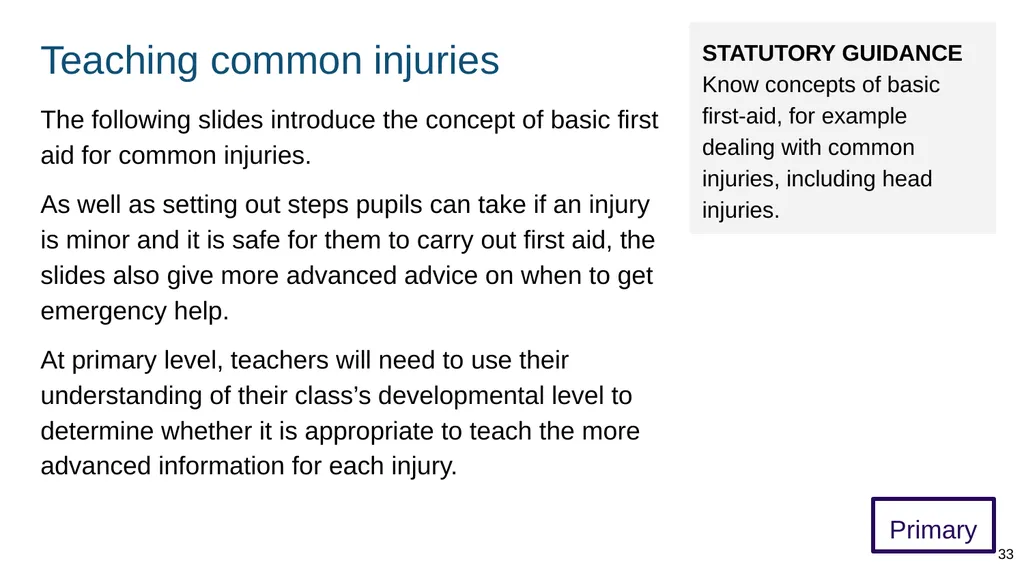 Teaching basic first aid ADAPT THIS FOR YOUR OWN - slide 33 of 104