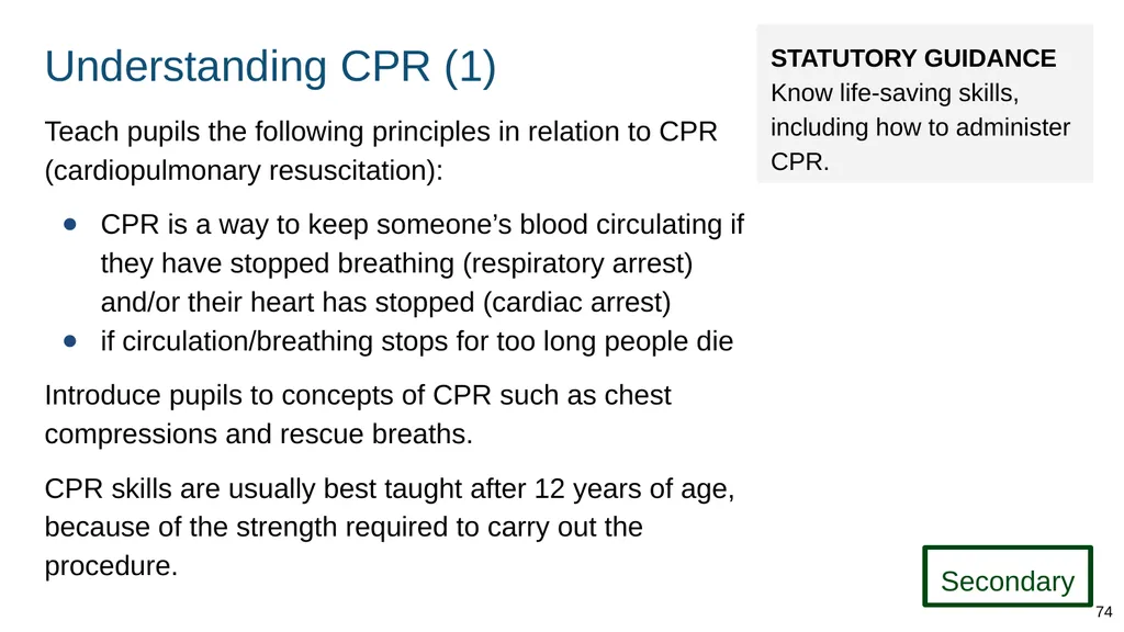 Teaching basic first aid ADAPT THIS FOR YOUR OWN - slide 74 of 104