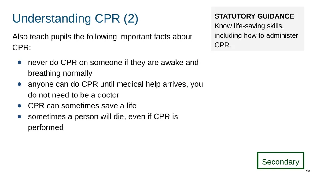 Teaching basic first aid ADAPT THIS FOR YOUR OWN - slide 75 of 104
