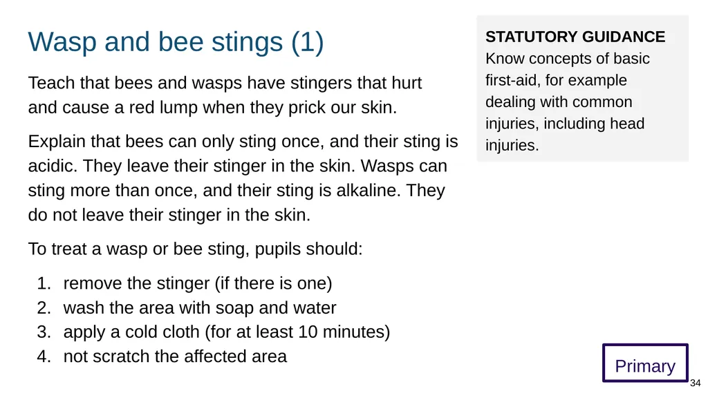 Teaching basic first aid ADAPT THIS FOR YOUR OWN - slide 34 of 104