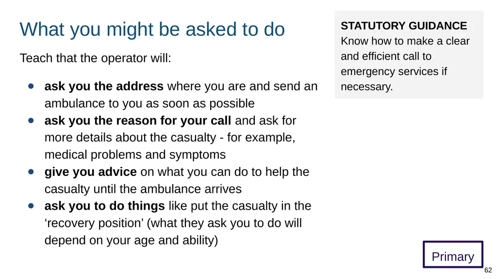 Teaching basic first aid ADAPT THIS FOR YOUR OWN - slide 62 of 104