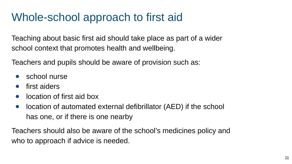 Teaching basic first aid ADAPT THIS FOR YOUR OWN - slide 11 of 104