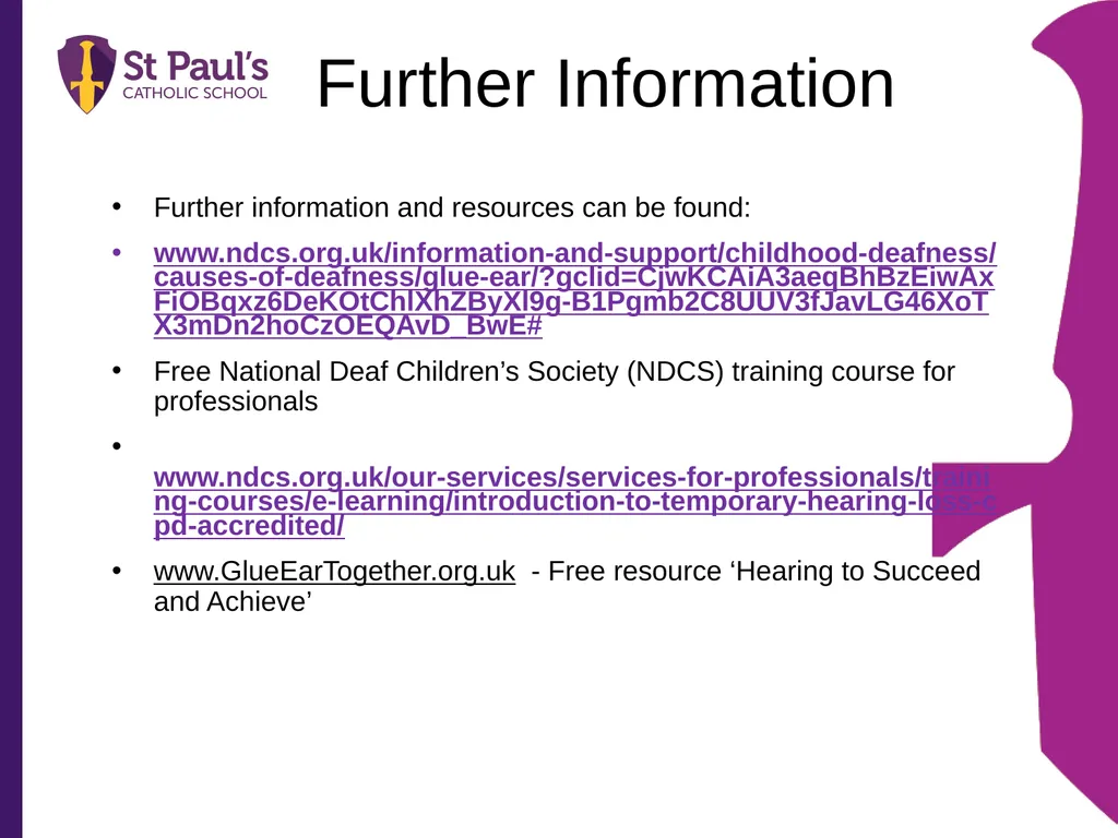Supporting Children and Young People with Glue Ear - slide 11 of 15