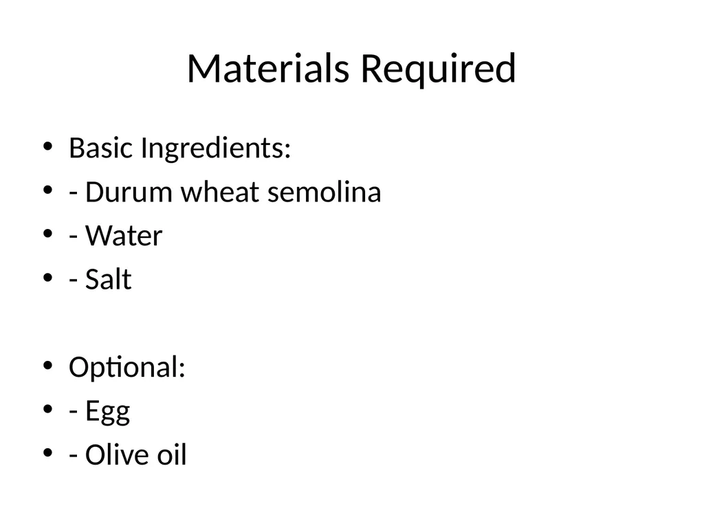 Spaghetti Pasta Classification, Materials Required - slide 4 of 7