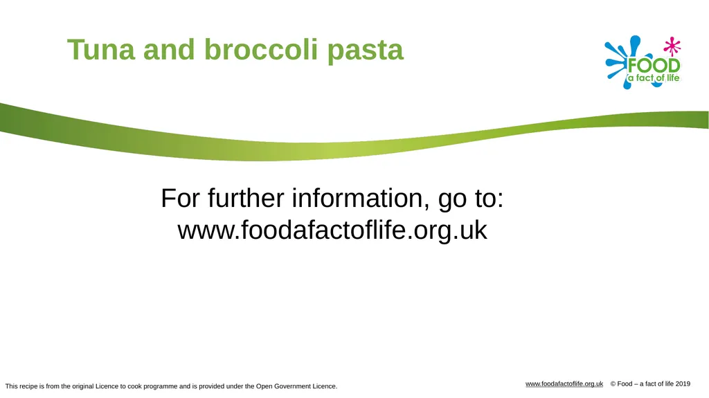 Tuna and broccoli pasta Complexity: medium-high - slide 20 of 20