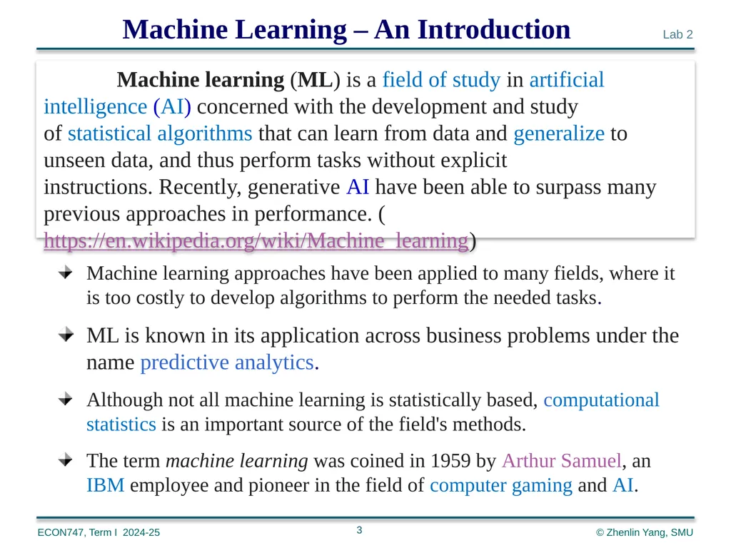 Machine Learning with Python zlyang@smu.edu.sg - slide 3 of 39
