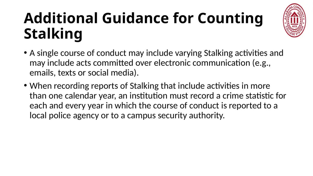 Crime Statistics Classifying and Counting Clery - slide 107 of 146