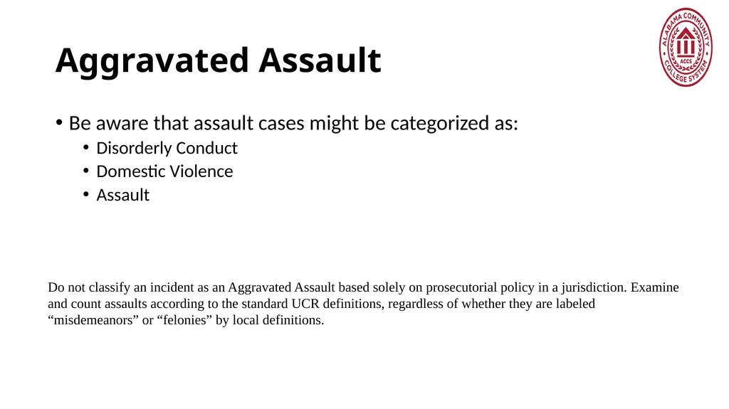 Crime Statistics Classifying and Counting Clery - slide 39 of 146