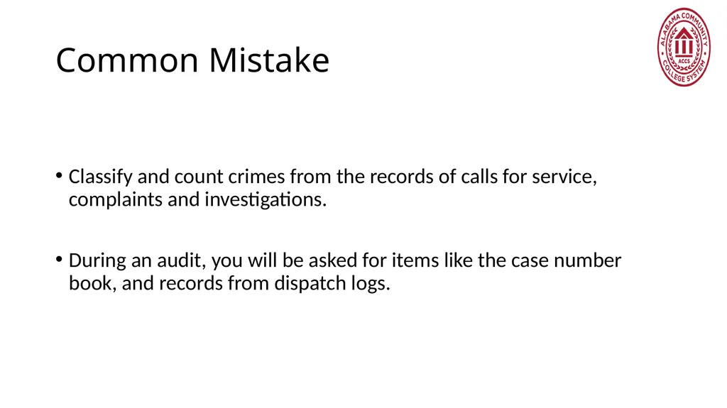 Crime Statistics Classifying and Counting Clery - slide 14 of 146