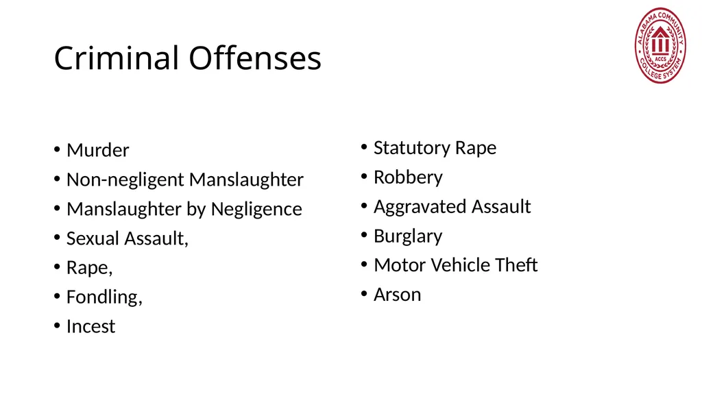Crime Statistics Classifying and Counting Clery - slide 3 of 146