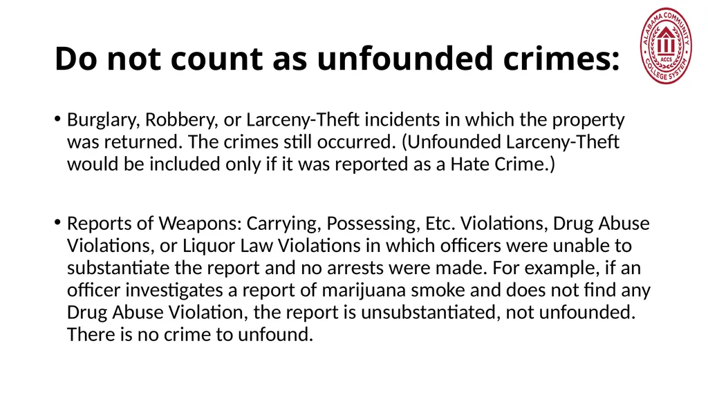 Crime Statistics Classifying and Counting Clery - slide 140 of 146
