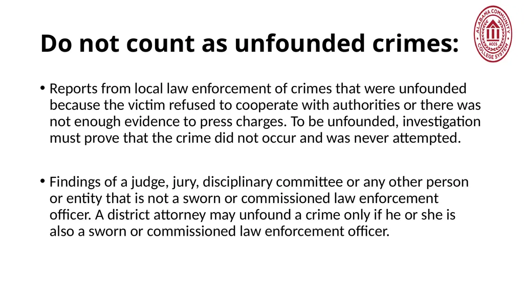 Crime Statistics Classifying and Counting Clery - slide 142 of 146