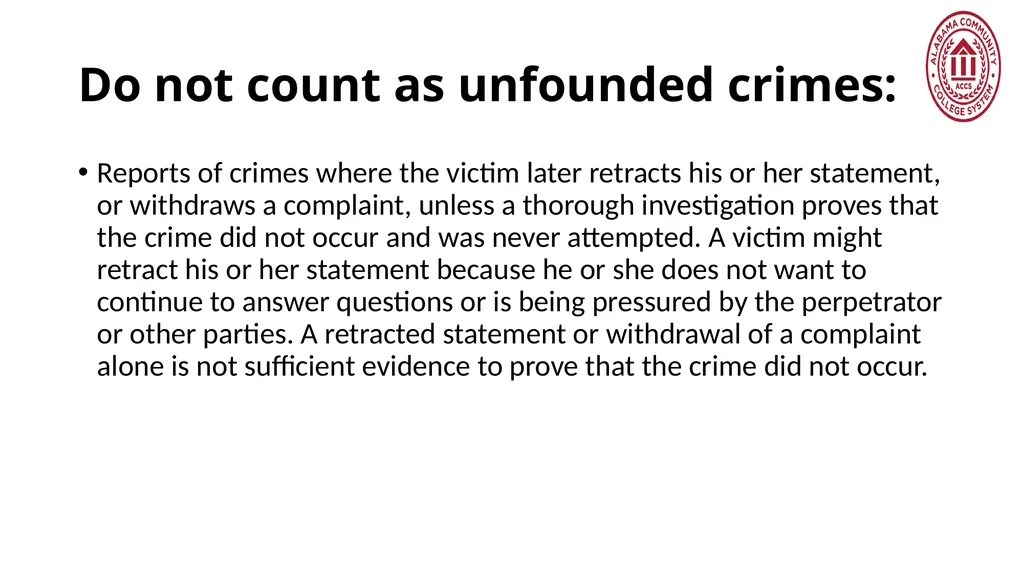 Crime Statistics Classifying and Counting Clery - slide 143 of 146