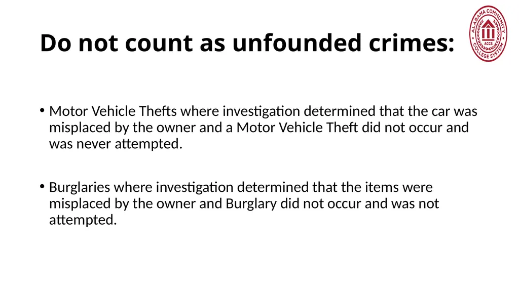 Crime Statistics Classifying and Counting Clery - slide 144 of 146