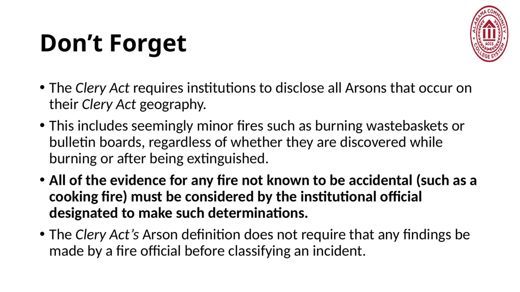 Crime Statistics Classifying and Counting Clery - slide 59 of 146
