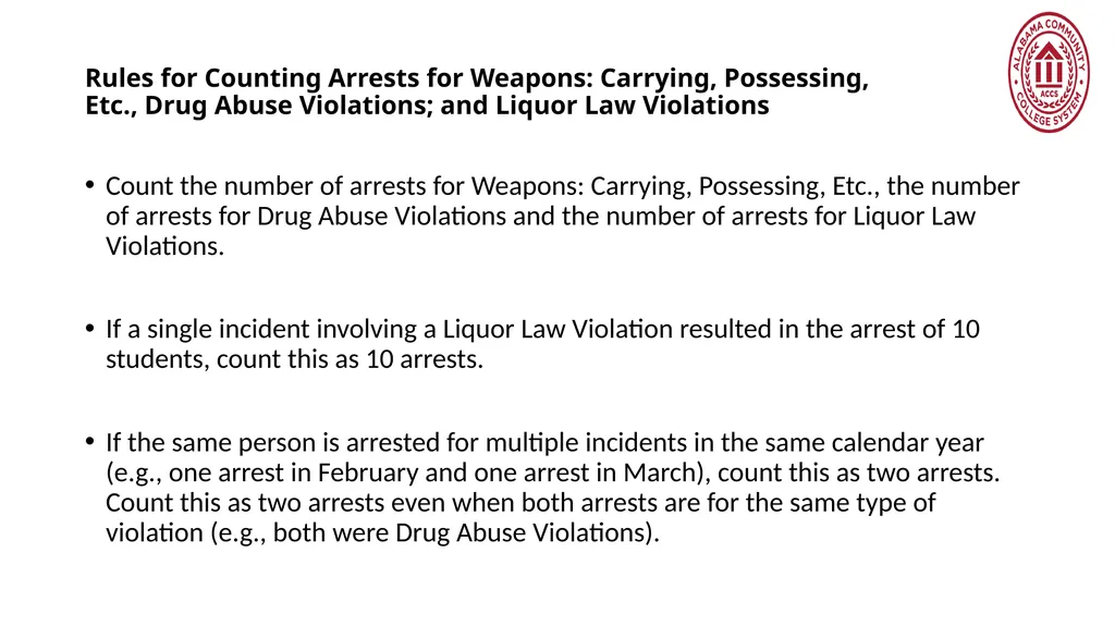 Crime Statistics Classifying and Counting Clery - slide 115 of 146