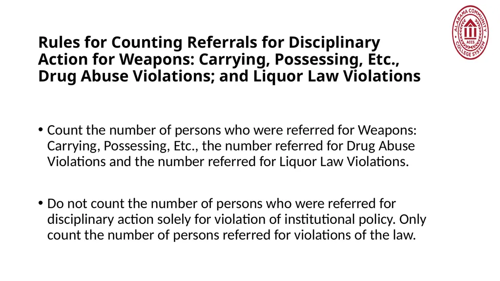 Crime Statistics Classifying and Counting Clery - slide 121 of 146