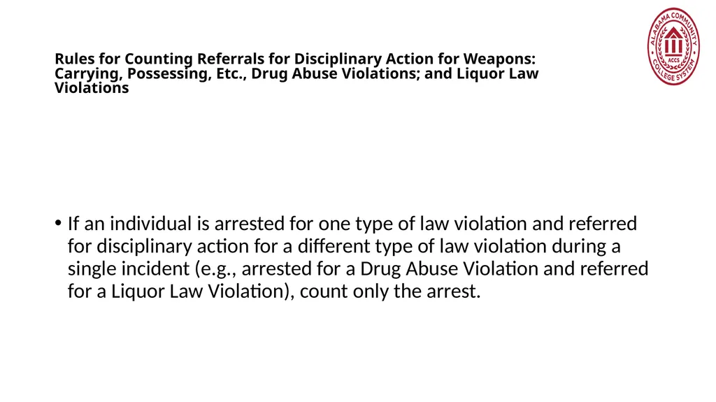 Crime Statistics Classifying and Counting Clery - slide 123 of 146