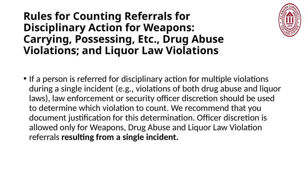 Crime Statistics Classifying and Counting Clery - slide 124 of 146