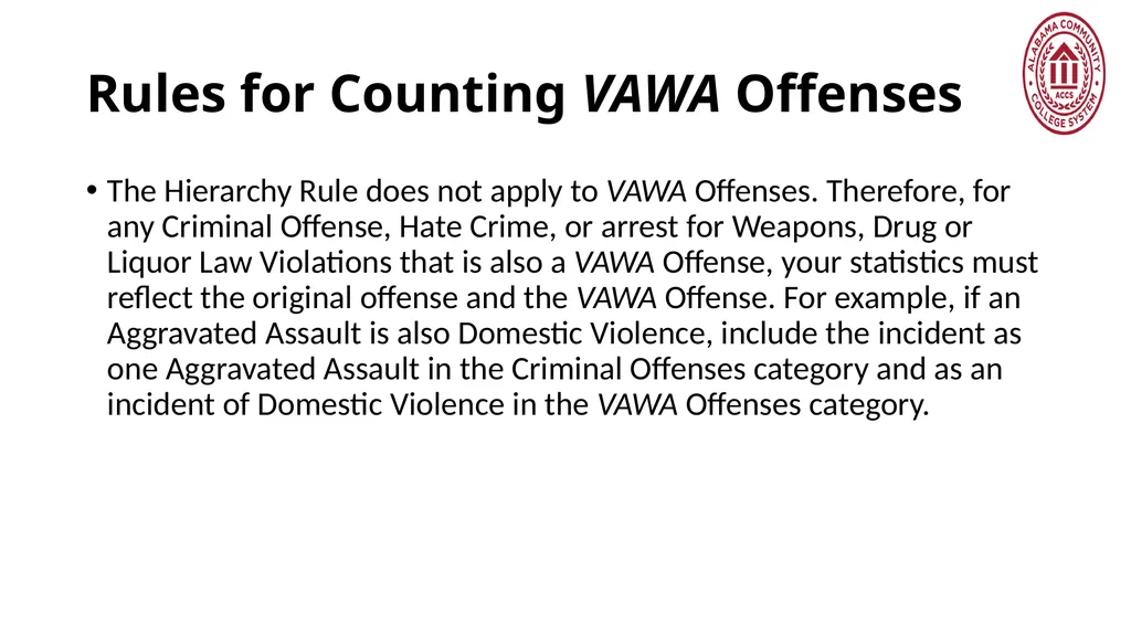 Crime Statistics Classifying and Counting Clery - slide 109 of 146