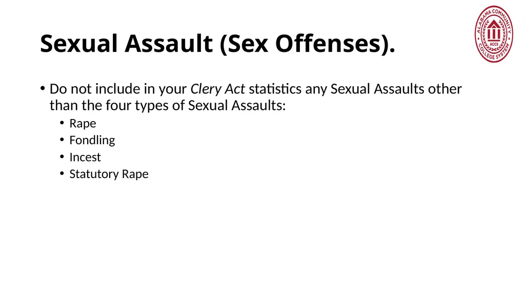 Crime Statistics Classifying and Counting Clery - slide 20 of 146