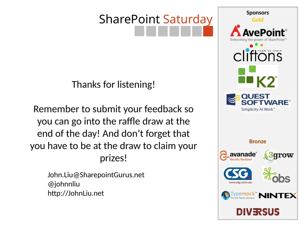 Creating Knockout User Experiences in SharePoint - slide 21 of 21