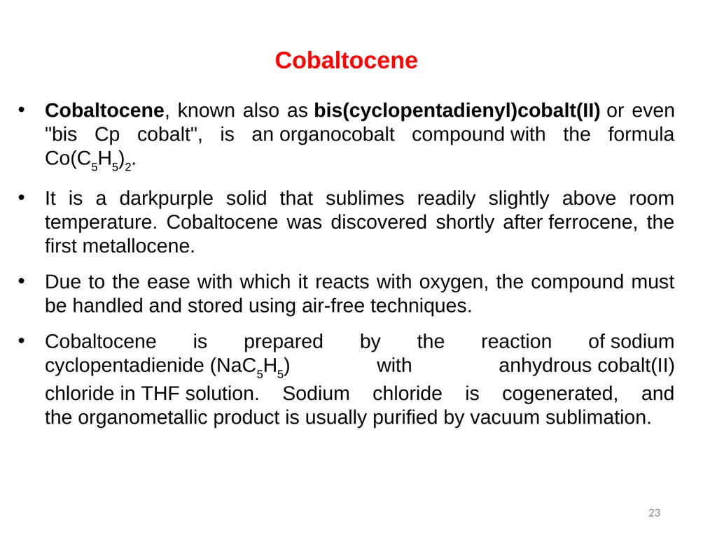 Transition metals organometallic compounds 1 - slide 23 of 25