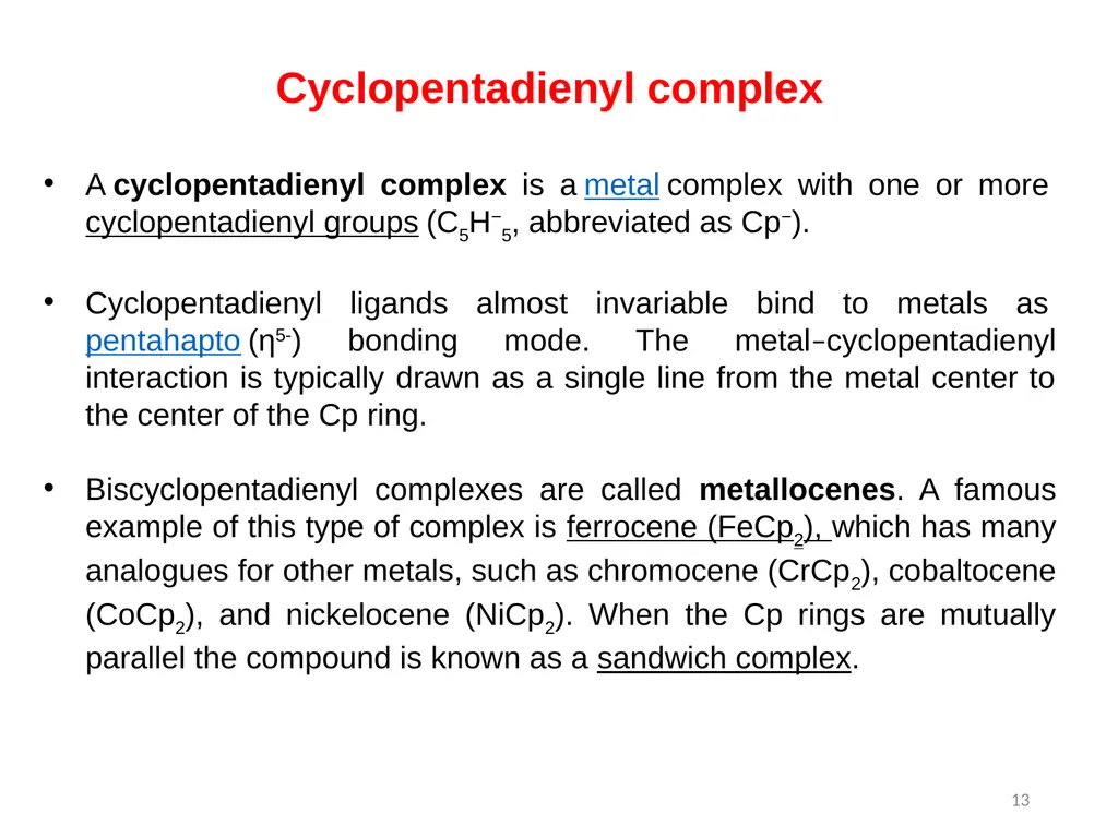 Transition metals organometallic compounds 1 - slide 13 of 25