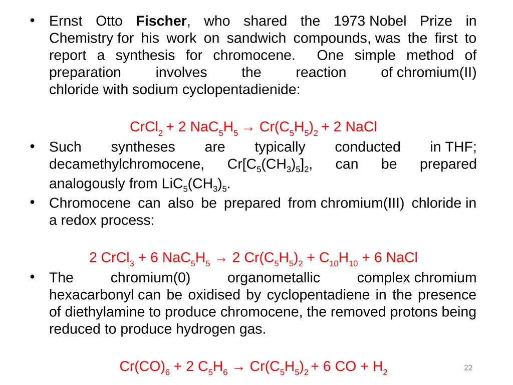 Transition metals organometallic compounds 1 - slide 22 of 25