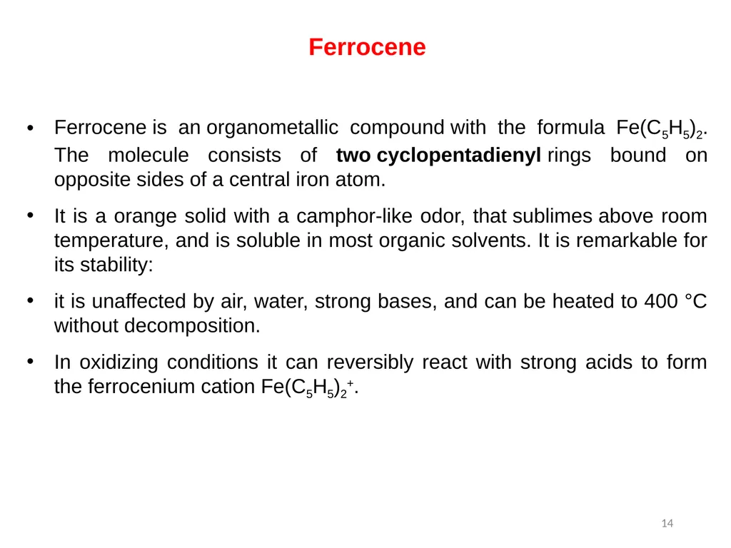Transition metals organometallic compounds 1 - slide 14 of 25