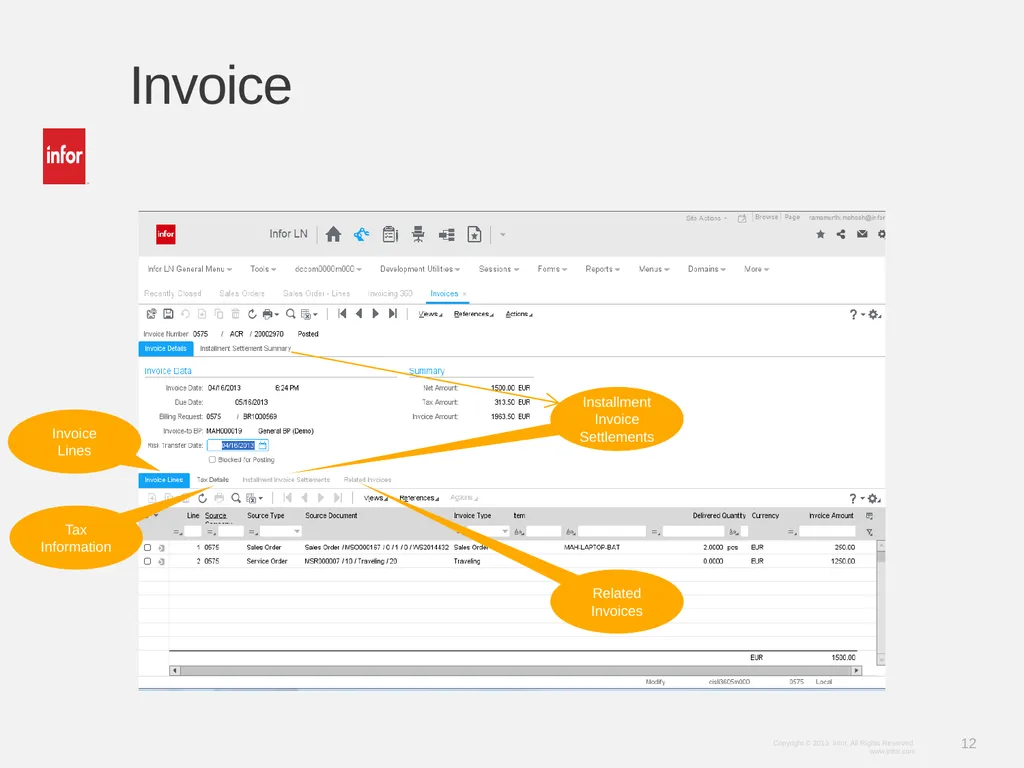 Learn Infor LN 10.2.1 Invoicing Ramamurthy Mahesh - slide 12 of 23