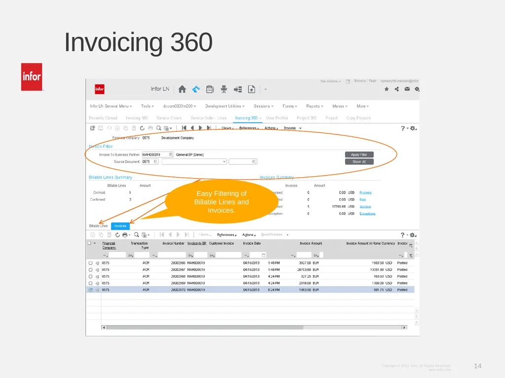 Learn Infor LN 10.2.1 Invoicing Ramamurthy Mahesh - slide 14 of 23