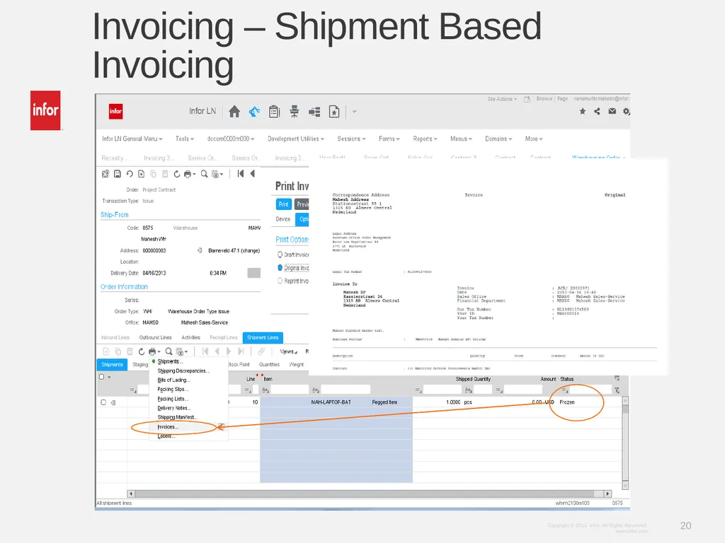 Learn Infor LN 10.2.1 Invoicing Ramamurthy Mahesh - slide 20 of 23