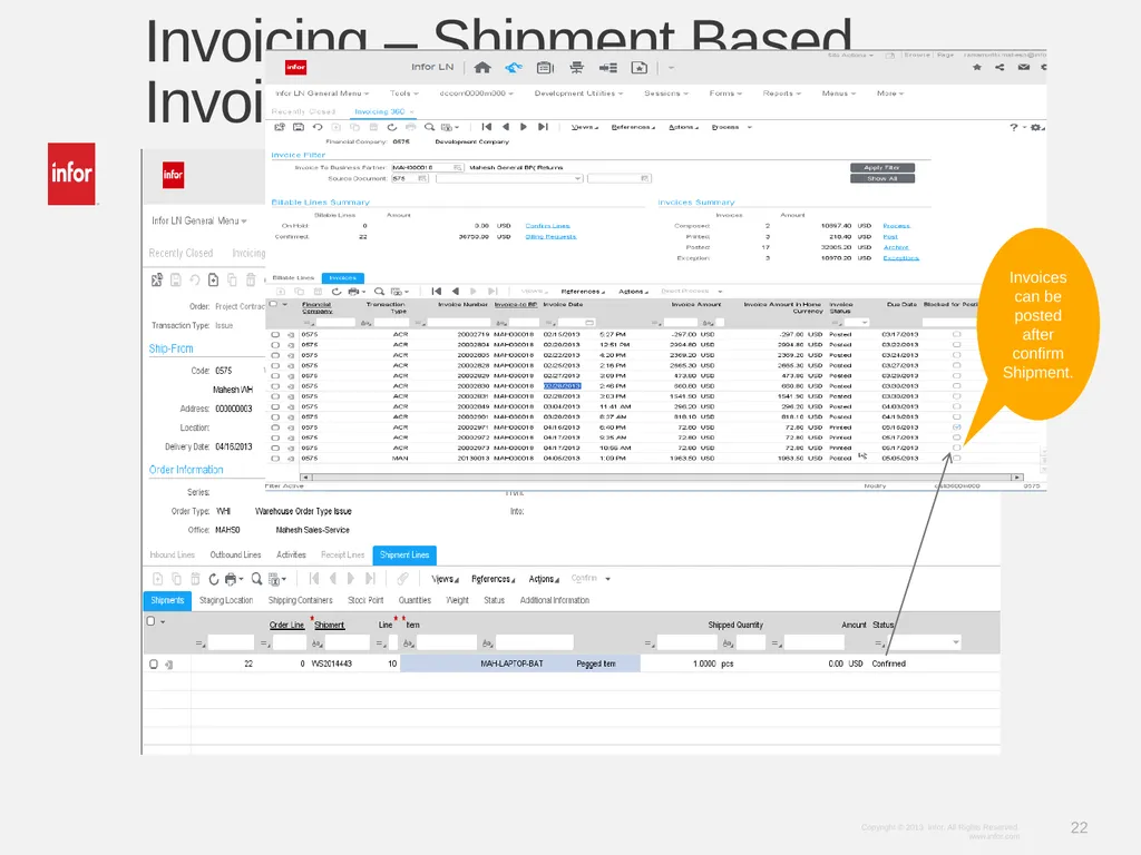 Learn Infor LN 10.2.1 Invoicing Ramamurthy Mahesh - slide 22 of 23