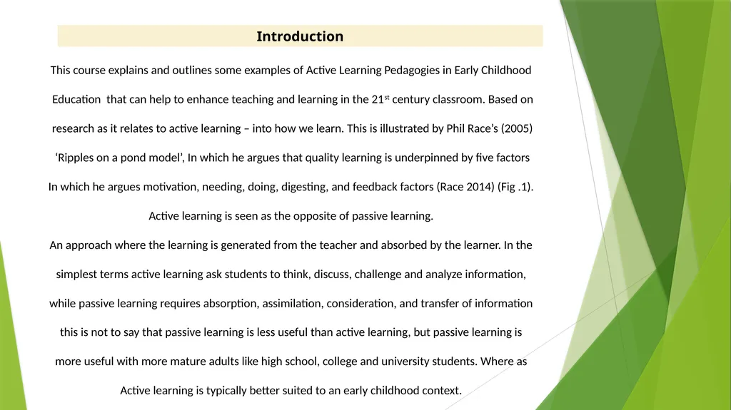 Course Title: Active Learning Pedagogies in Early - slide 2 of 45