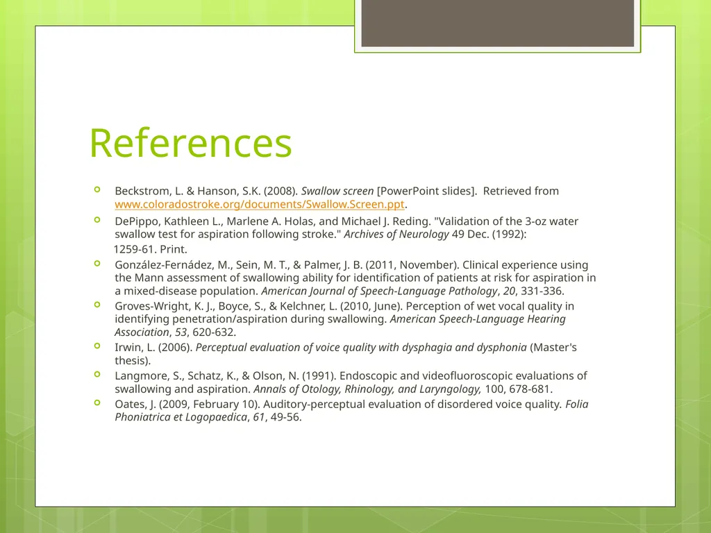 Sounding “Wet” As a Diagnostic Indicator of - slide 16 of 17