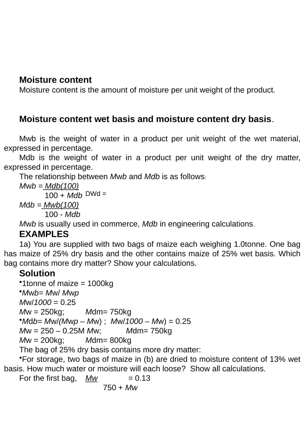Moisture content Moisture content is the amount of - slide 1 of 3