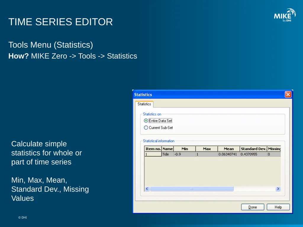 MIKE 11 Time Series Editor © DHI TIME SERIES - slide 8 of 12