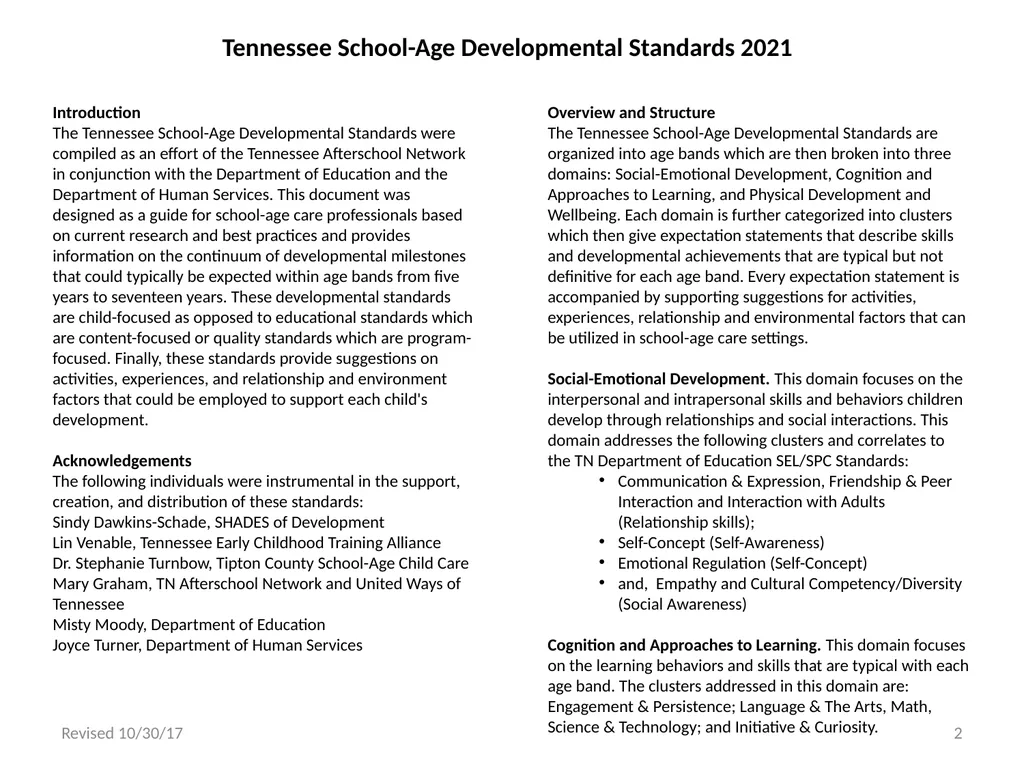Tennessee School-Age Developmental Standards - slide 2 of 43