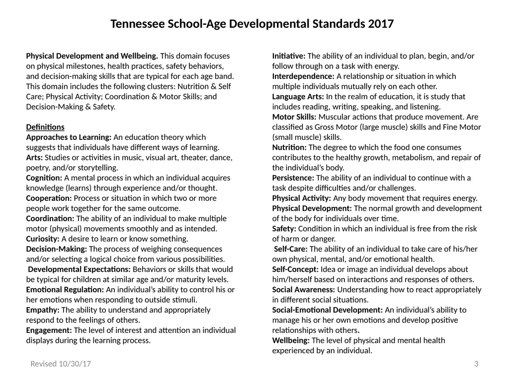 Tennessee School-Age Developmental Standards - slide 3 of 43